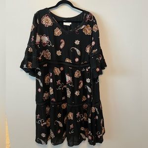 Anthropology Brand Black Floral Dress